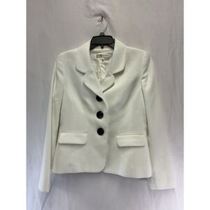 Evan Picone Womens Ivory Blazer Size 8 Textured Career Office Jacket